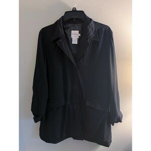 Faconnable  black wool Italian classic trench coat M